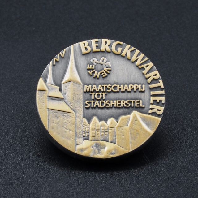 NV Bergkwartier Pins 3-D Reliëf in ronde vorm