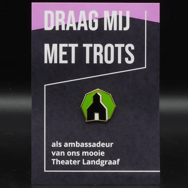 Theater Landgraaf Pins op een A-7 gift card - Logo Speldje