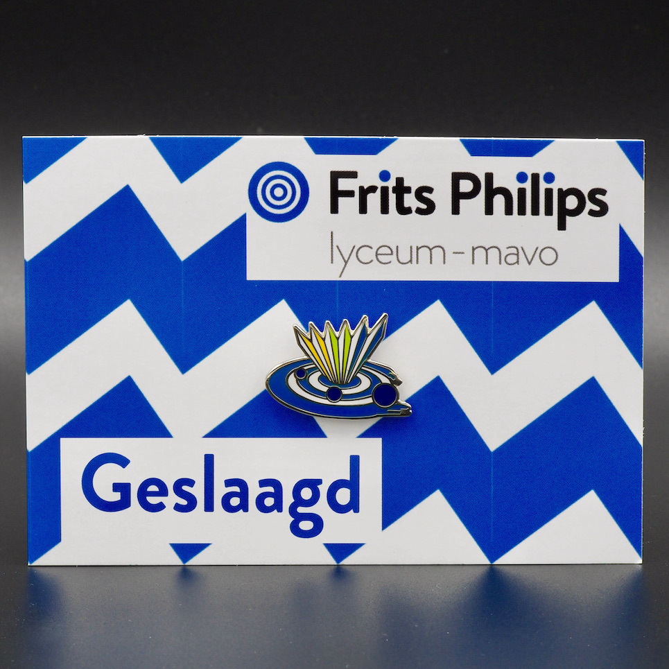Frits Philips Lyceum Eindhoven Pins op gift card Geslaagd
