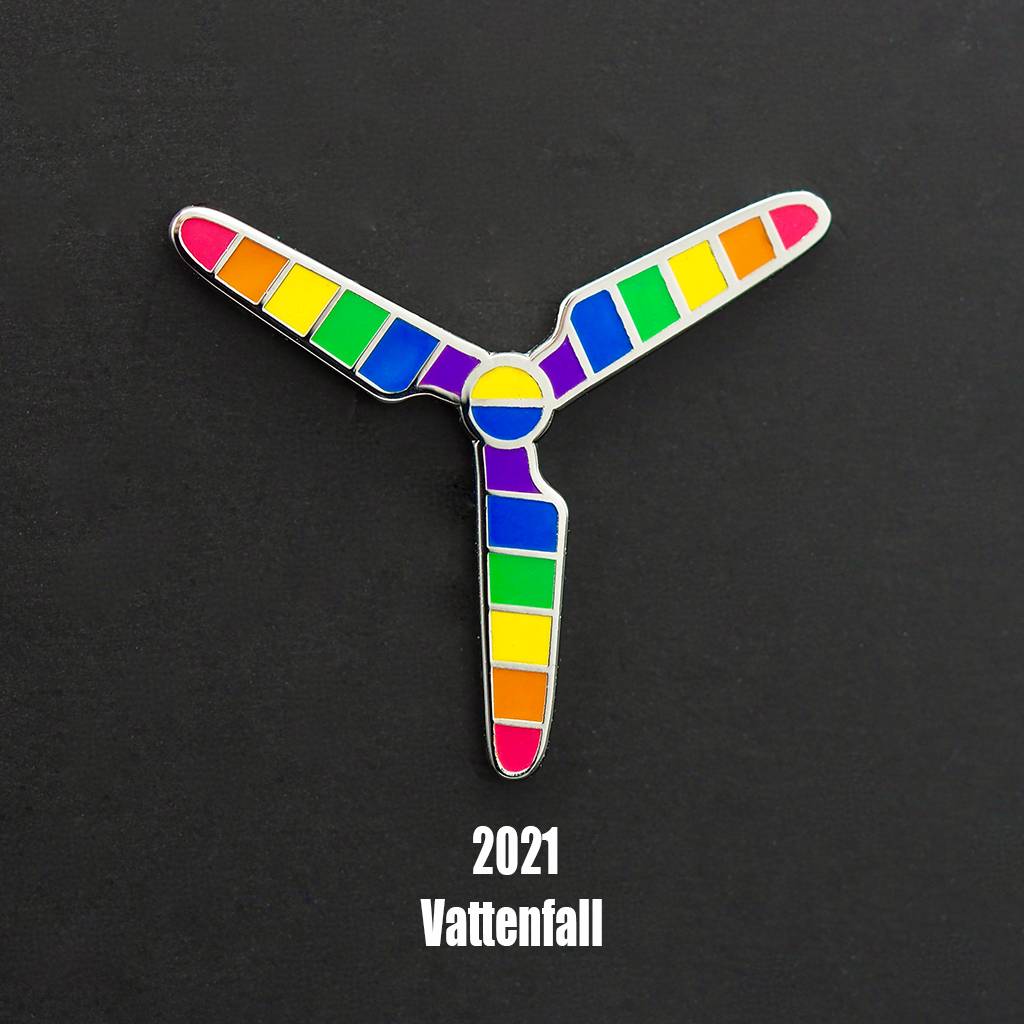 Pins van het jaar 2021 Vattenfall Diversity Windmolen Pins met logo in het midden