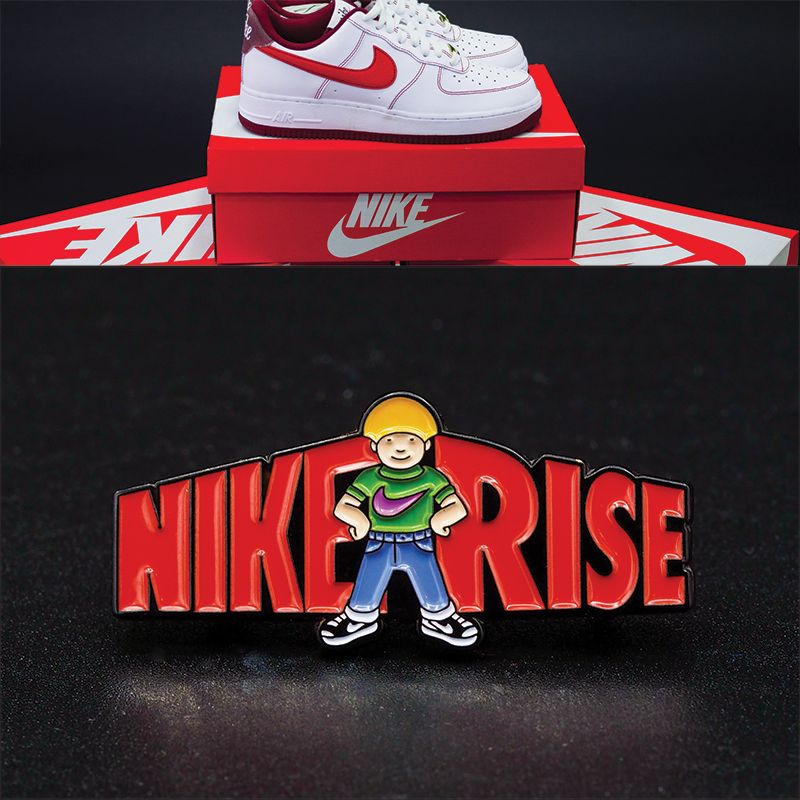 Nike Rise Pins - Logo met tekst Rise mannetje met nike swoosh - nike Air Force one schoen