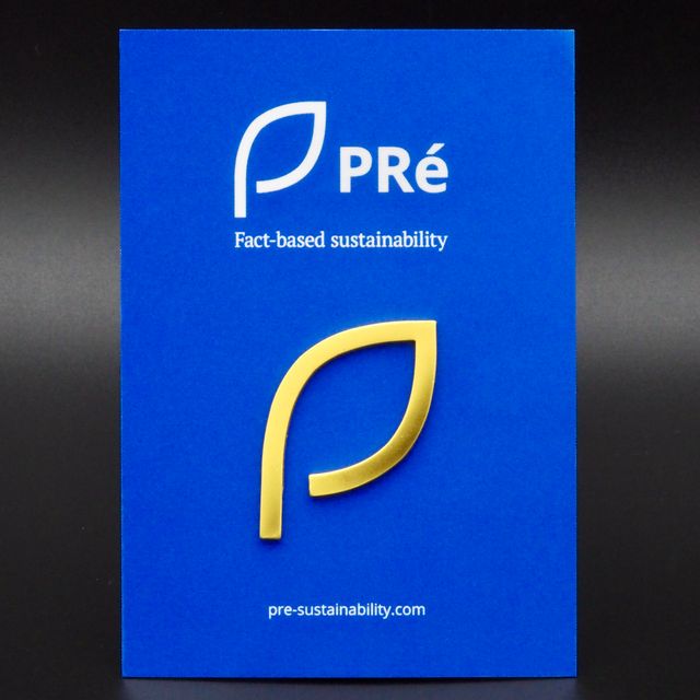 Pré Sustainability Pins op gift card, opengewerkt Blad