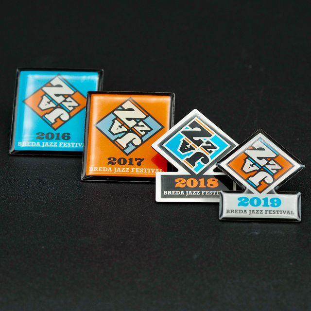 Set van 4 Breda Jazz Festival Pins, 2016, 2017, 2018, 2019