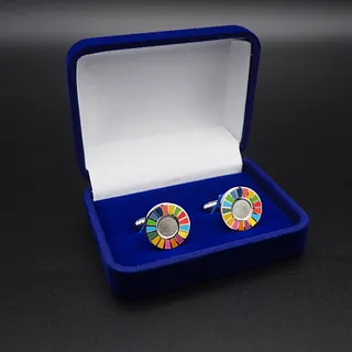 Pin's Passion-Velours-gift-box-Blauw-Manchetknopen