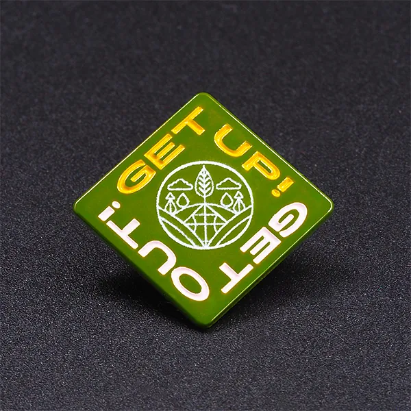 Campfire stories Get up get out Pins logo speldje