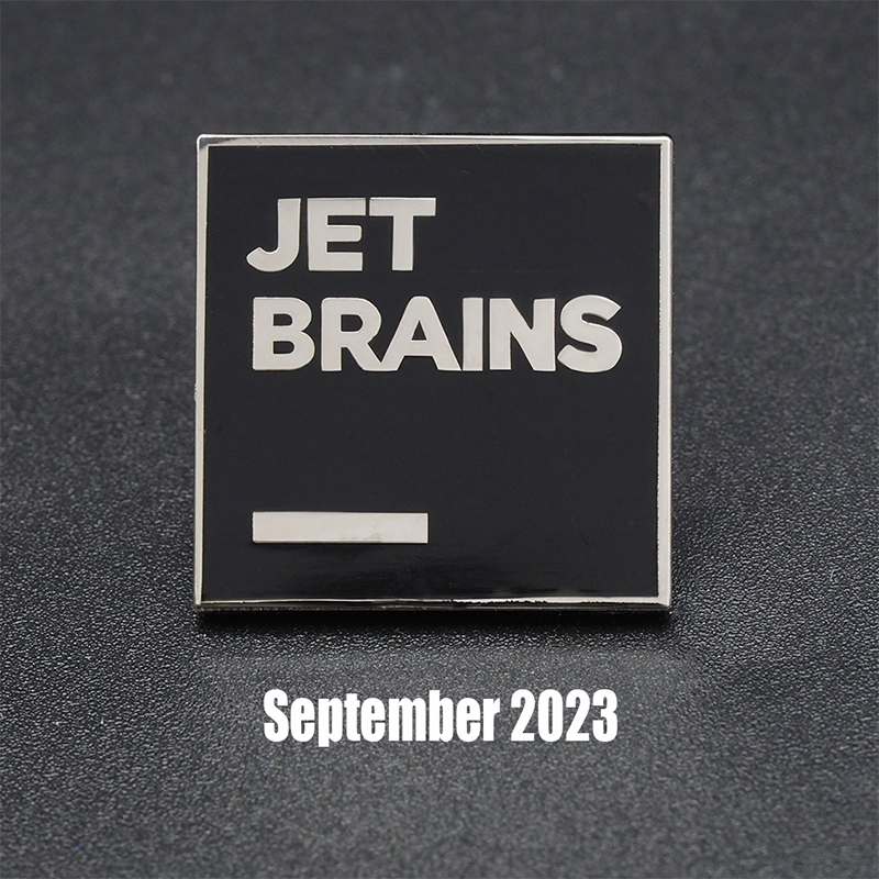 JetBrains Black Qquare Pins - Logo Speld - Vierkante zwart emaillen Pins met zilveren tekst