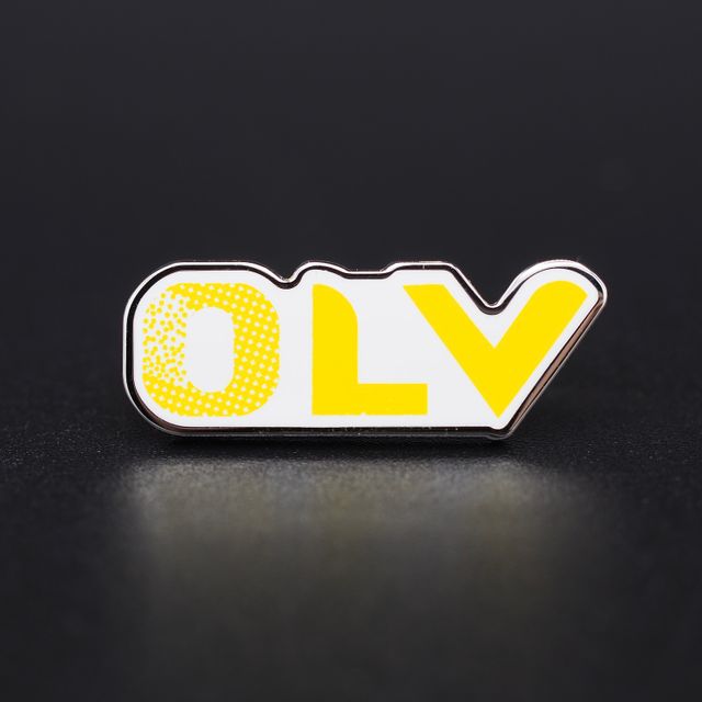 OLV Pins, Outline met Logo in Gele pad-print