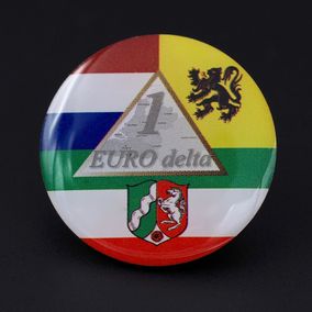 Euro-1-Delta-Zijdeglans-film-print-rond-Pin's Passion