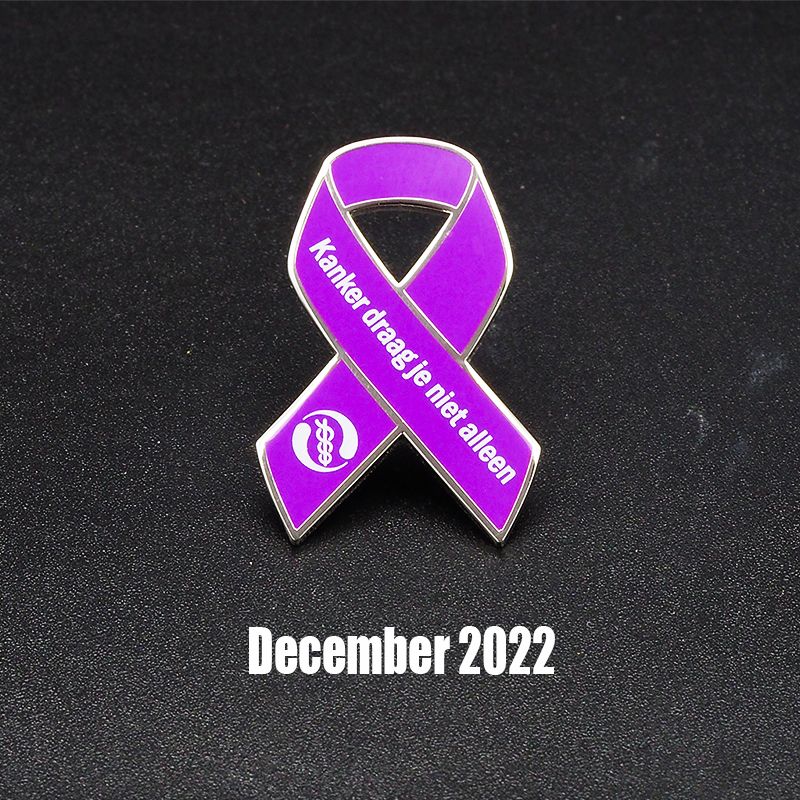 WKOF paarse Ribbon speld, Ribbon met tekst kanker draag je samen